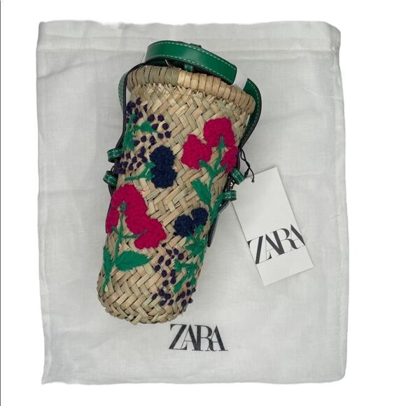 Zara Raffia Floral Mini Crossbody Bag NWT - Picture 1 of 12